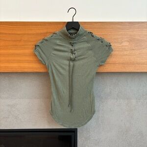 Free People Green Fitted Shirt, Size XS